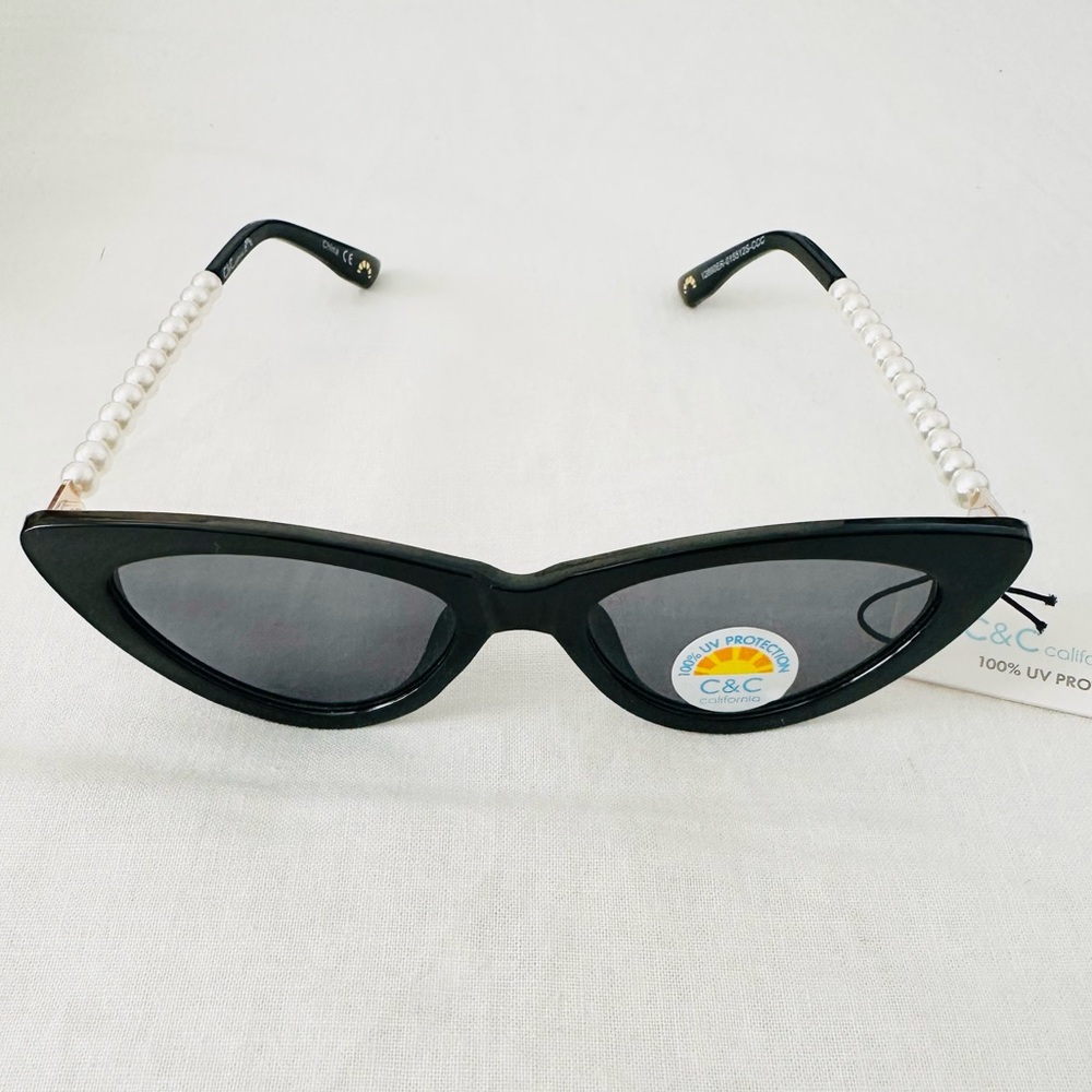 C&C California Black Sunglasses with Pearl Detail